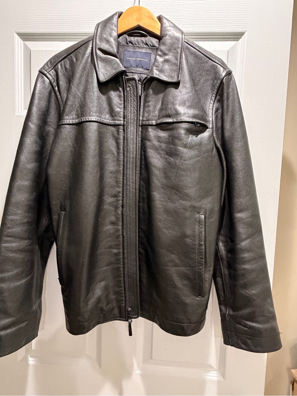 Banana Republic Black Leather Bomber Jacket